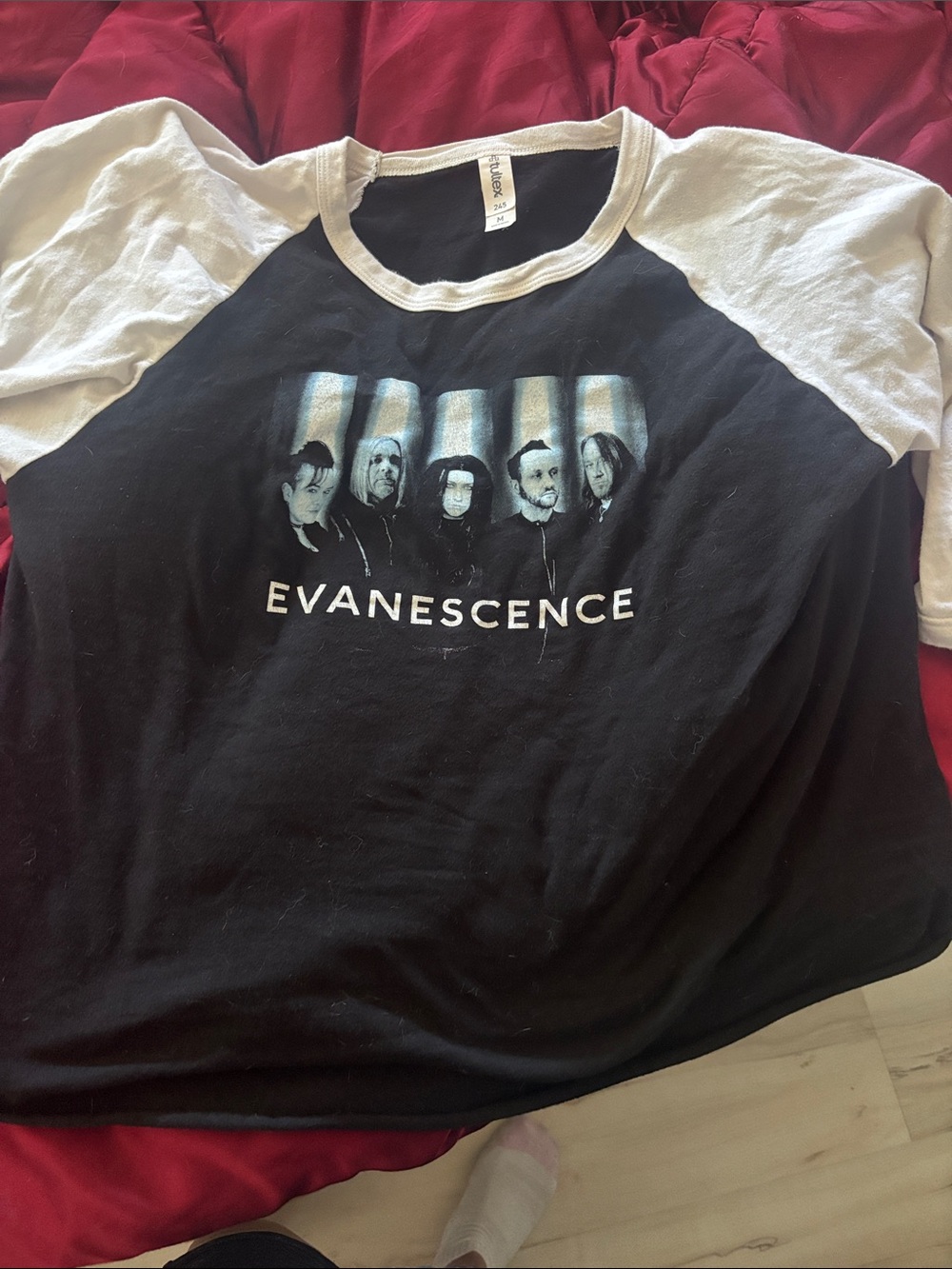 Tultex Black and White Evanescence Raglan Tee